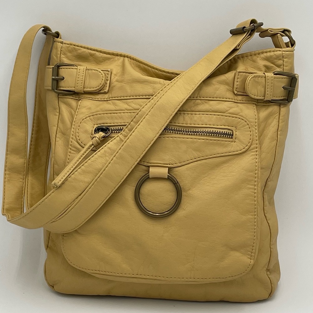 Bueno Faux Leather Purse Butter Yellow Cross Body Bag Shoulder Strap Handbag